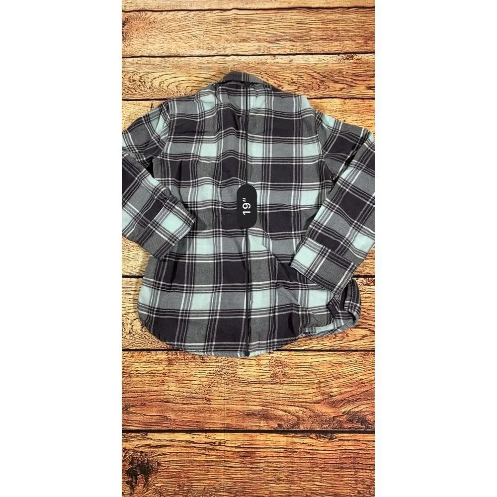 Justice Girls Grey Plaid Button Up Top 6